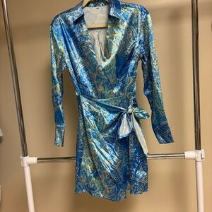 SHEIN Clasi Mandala Print Knot Side Wrap Dress Small